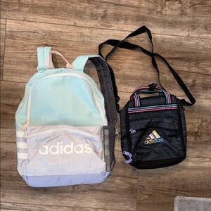 Adidas Pastel Backpack and Black Crossbody Set